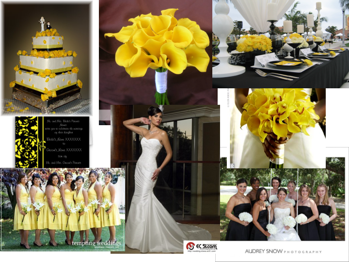 white black and yellow weddings